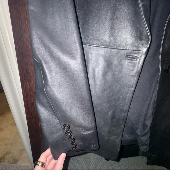 Reformation x Veda Bowery Leather Blazer in Black Size Medium M - Picture 8 of 10